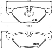 8DB 355 007-981 Sada brzdových destiček, kotoučová brzda HELLA