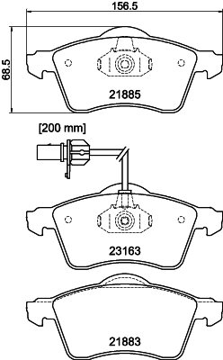 8DB 355 008-931 Sada brzdových destiček, kotoučová brzda HELLA