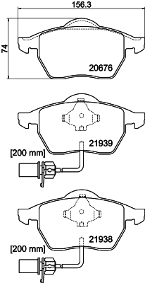 8DB 355 008-411 Sada brzdových destiček, kotoučová brzda HELLA