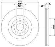 8DD 355 129-351 Brzdový kotouč PRO High Carbon HELLA