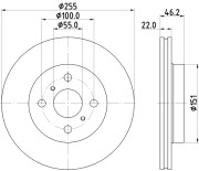 8DD 355 134-981 Brzdový kotouč PRO HELLA