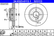 24.0323-0113.1 Brzdový kotouč PowerDisc ATE