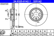 24.0325-0142.1 Brzdový kotouč PowerDisc ATE