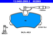 13.0460-2869.2 Sada brzdových destiček, kotoučová brzda ATE