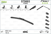 575003 plochý stěrač VALEO FIRST MULTICONNECTION (450 mm) 1 ks - včetně sady adaptérů 575003 VALEO