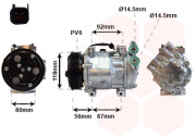 1800K431 kompresor klimatizace 1.6TDCi AUT, 1.6TD AUT typ SANDEN 7V16 VAN WEZEL