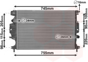 18012713 chladič 1.0i, 1.5TDCi, 2.0TDCi mechanicky krimpovaný VAN WEZEL