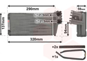 40006227 radiátor topení benzínové motory (-AC) [249*141*42] 40006227 VAN WEZEL