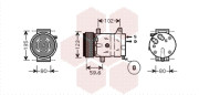 4300K345 VAN WEZEL kompresor klimatizace 1.8i 16V (±AUT), 2.0i 16V (±AUT), 1.9DCi (±AUT), 2.2DCi (±AUT) 4300K345 VAN WEZEL