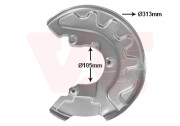 7629372 prachový štít předního brzdového kotouče o průměru 288mm (průměr= 310/100 mm) pro systémy Lucas (ŠKODA, VW...)  P 7629372 VAN WEZEL