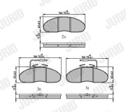 572374J Sada brzdových destiček, kotoučová brzda JURID