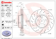 09.A621.31 Brzdový kotouč COATED DISC LINE BREMBO