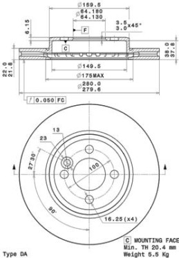 09.A761.11 Brzdový kotouč COATED DISC LINE BREMBO