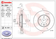 09.D391.11 Brzdový kotouč COATED DISC LINE BREMBO