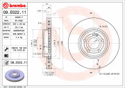 09.E022.11 Brzdový kotouč COATED DISC LINE BREMBO