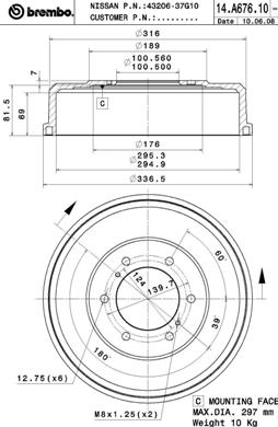 14.A676.10 Brzdový buben ESSENTIAL LINE BREMBO