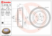 14.E146.10 Brzdový buben ESSENTIAL LINE BREMBO