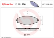 P 15 006 Brzdové destičky BREMBO