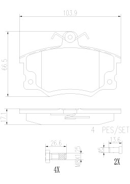 P23017N Sada brzdových destiček, kotoučová brzda PRIME LINE - Ceramic BREMBO