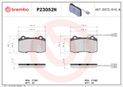 P23052N Sada brzdových destiček, kotoučová brzda PRIME LINE - Ceramic BREMBO