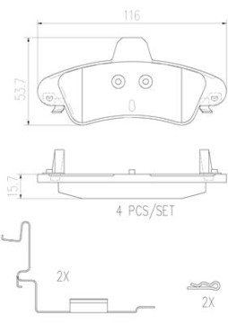 P24070N Sada brzdových destiček, kotoučová brzda PRIME LINE - Ceramic BREMBO