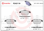 P24211N Sada brzdových destiček, kotoučová brzda PRIME LINE - Ceramic BREMBO