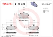 P 28 020 Sada brzdových destiček, kotoučová brzda PRIME LINE BREMBO