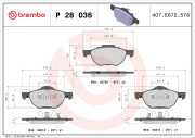 P 28 036 Sada brzdových destiček, kotoučová brzda PRIME LINE BREMBO