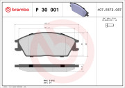 P 30 001 Sada brzdových destiček, kotoučová brzda PRIME LINE BREMBO