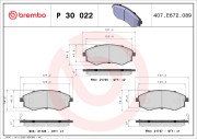 P 30 022 Sada brzdových destiček, kotoučová brzda PRIME LINE BREMBO