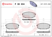 P 30 034X Sada brzdových destiček, kotoučová brzda XTRA LINE BREMBO