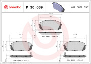 P 30 039 Sada brzdových destiček, kotoučová brzda PRIME LINE BREMBO