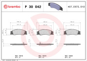 P 30 042 Sada brzdových destiček, kotoučová brzda PRIME LINE BREMBO