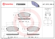 P30086N Sada brzdových destiček, kotoučová brzda PRIME LINE - Ceramic BREMBO