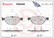 P36025N Sada brzdových destiček, kotoučová brzda PRIME LINE - Ceramic BREMBO