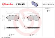 P36036N Sada brzdových destiček, kotoučová brzda PRIME LINE - Ceramic BREMBO