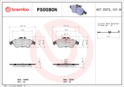 P50080N Sada brzdových destiček, kotoučová brzda PRIME LINE - Ceramic BREMBO