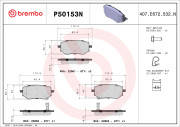 P50153N Sada brzdových destiček, kotoučová brzda PRIME LINE - Ceramic BREMBO