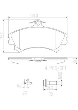 P54022N Sada brzdových destiček, kotoučová brzda PRIME LINE - Ceramic BREMBO