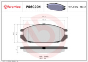 P56020N Sada brzdových destiček, kotoučová brzda PRIME LINE - Ceramic BREMBO