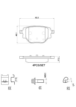 P59100N Sada brzdových destiček, kotoučová brzda PRIME LINE - Ceramic BREMBO