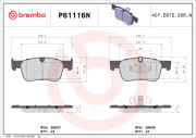 P61116N BREMBO sada brzdových platničiek kotúčovej brzdy P61116N BREMBO