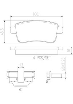 P68041N Sada brzdových destiček, kotoučová brzda PRIME LINE - Ceramic BREMBO