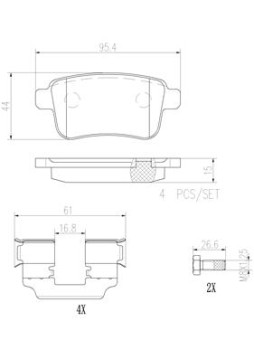 P68043N Sada brzdových destiček, kotoučová brzda PRIME LINE - Ceramic BREMBO