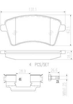 P68044N Sada brzdových destiček, kotoučová brzda PRIME LINE - Ceramic BREMBO