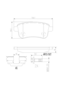 P68054N Sada brzdových destiček, kotoučová brzda PRIME LINE - Ceramic BREMBO