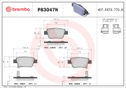 P83047N Sada brzdových destiček, kotoučová brzda PRIME LINE - Ceramic BREMBO