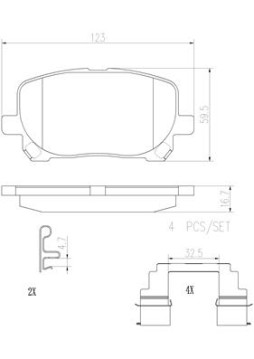 P83061N Sada brzdových destiček, kotoučová brzda PRIME LINE - Ceramic BREMBO