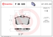 P 85 020X Sada brzdových destiček, kotoučová brzda XTRA LINE BREMBO