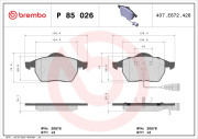 P 85 026 Sada brzdových destiček, kotoučová brzda PRIME LINE BREMBO